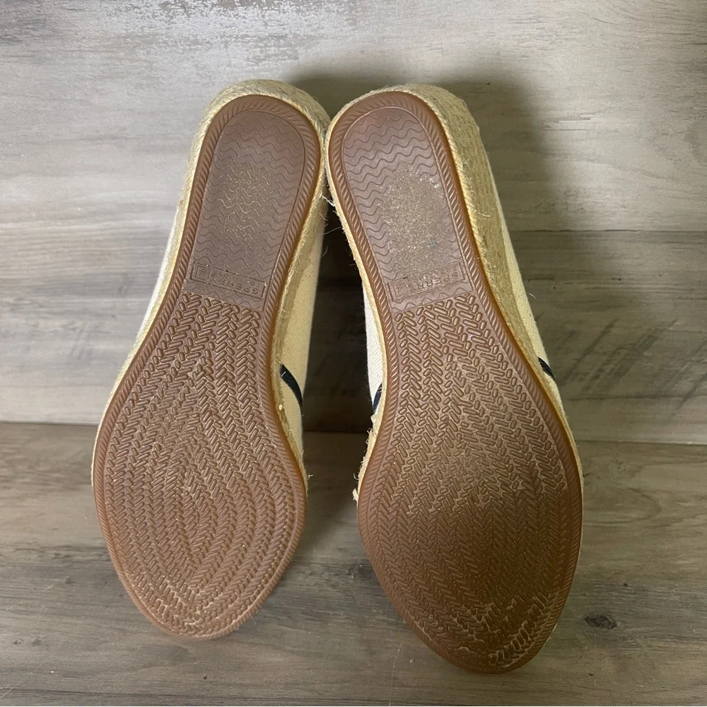Sperry Womens 6 Tan Blue Knot Nautical Top Sider Espadrilles‎ Closed Toe Wedge